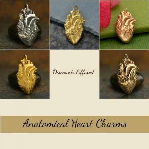 Anatomical Heart Charms - C1164, 5 Styles