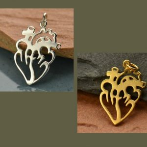 Cutout Anatomical Heart Charm - C1425 QD