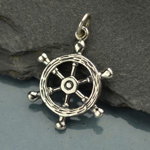 Ship's Wheel Sterling Silver Charm - C1280