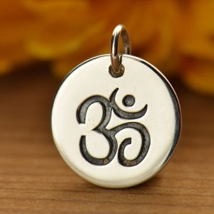 Sterling Silver Ohm Symbol Etched Charm, C725