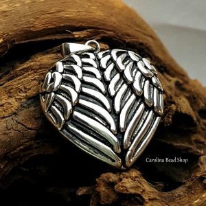 Angel Wings & Heart Pendant Sterling Silver