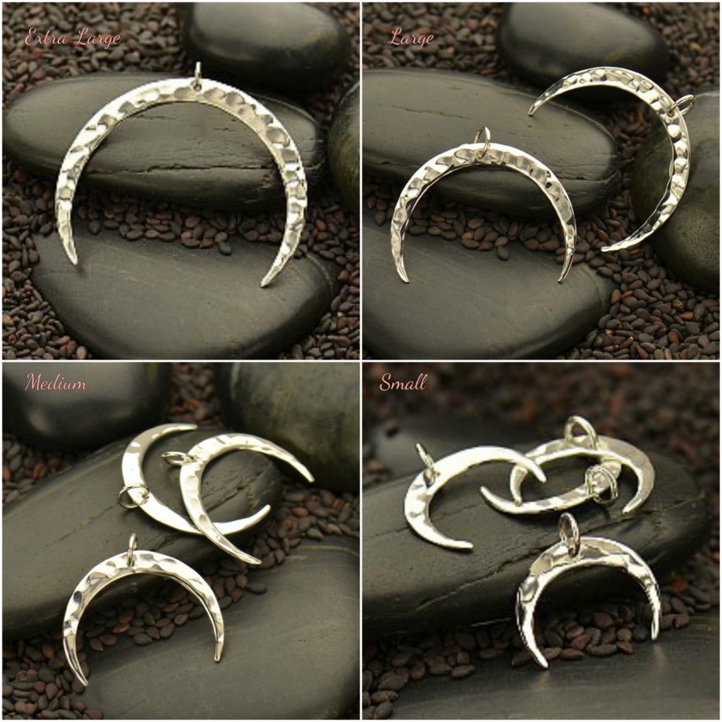 Hammered Crescent Moon Pendant with Jump Ring in the Center - Celestial Charms