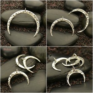 Hammered Crescent Moon Pendant with Jump Ring in the Center - Celestial Charms