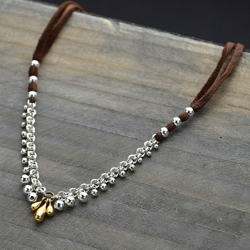 Tiny Dangle Beads - C2107,  Sterling Silver, Gold Plated