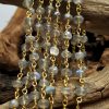 Ladradorite 3mm Gold Plated Hand Wrapped Chain, Sold by Ft.