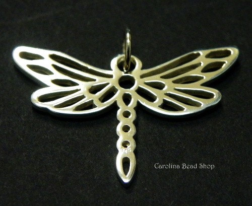 Dragonfly - Small Silver Plated Dragonfly Charm - CV567, Bugs, Insects