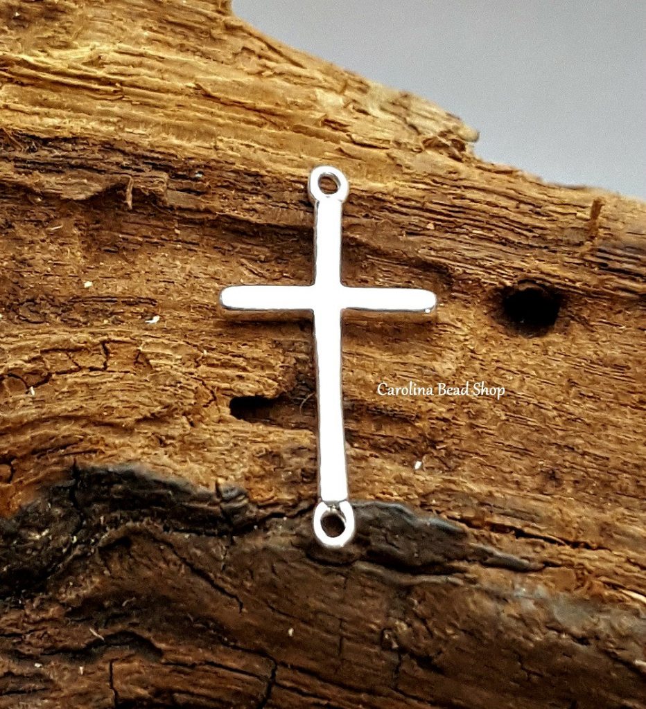 Sterling Silver Slim Cross Link - Sideways Cross Link, Connectors, Links