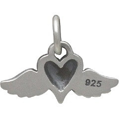 Mini Heart Charm with Wings - C1783, Wing & Heart Collection