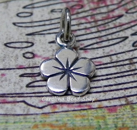 Small Sterling Silver Flower Charm - C834, Woodlands, Plumeria, Hibiscus, Chamelia