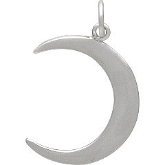 Crescent Moon with Granulation Charm - Sterling Silver  - C3140, Celestial Charms