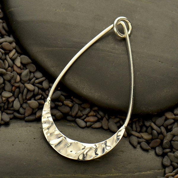 Teardrop Pendant with Hammer Texture Bottom Edge - C7011, Earring & Pendant Findings