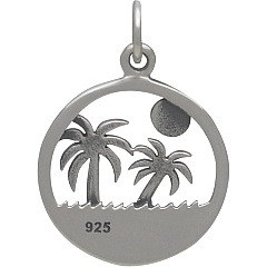 Palm Tree Charm on Island - C1789, Beach Charm, Sealife, Nautical