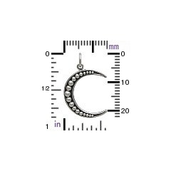 Crescent Moon with Granulation Charm - Sterling Silver  - C3140, Celestial Charms
