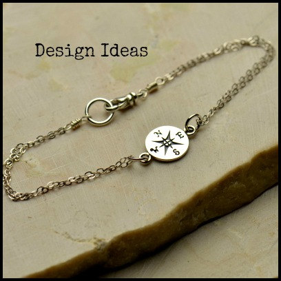 Compass Link - C1269,  Sterling Silver, Gold Plated, Bracelet Supplies, Nautical, Links, Connectors, Sideways Charms