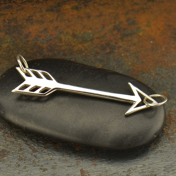 Openwork Arrow Festoon, C410, Sterling Silver, Necklace Link Pendant, Archery, Hunter, Sportsman, Southwest