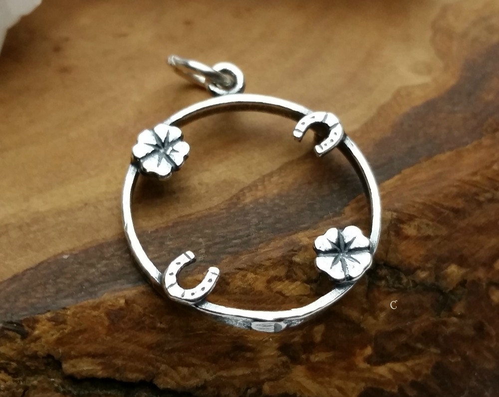 Lucky Penny Holder Charm - Sterling Silver - C730, Good Luck Charms