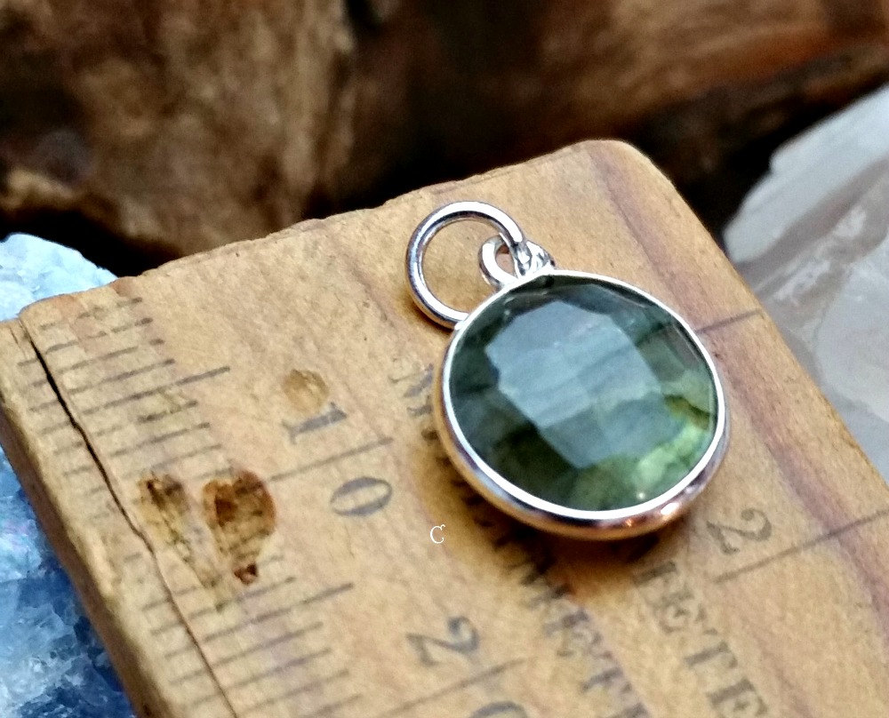 Labradorite Round 11mm Bezel Charms - Gemstone Dangles