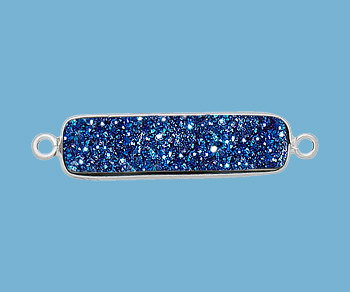 Sterling Silver Bezel Druzy Connector Blue Baguette