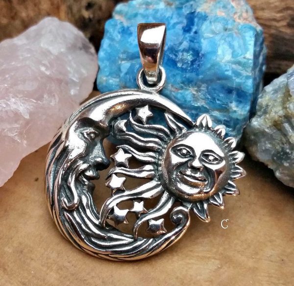 Sterling Silver Shooting Stars Pendant - Sun, Moon, Celestial Collection