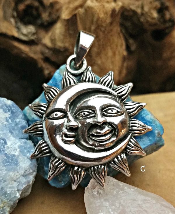 Sterling Silver Moon & Sun Pendant - Celestial Collection