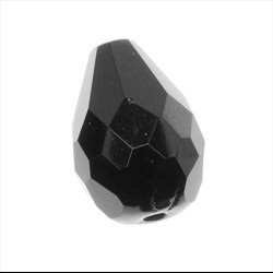 Czech Fire Polish Glass Beads 10mm x 7mm Teardrop - Jet Black (10PK)