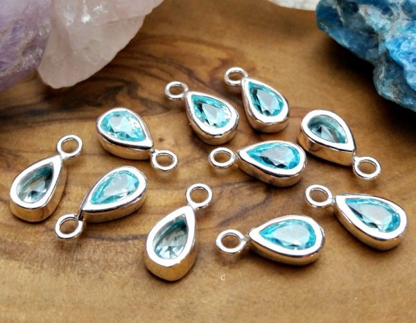 AquamarineTeardrop Bezel Charms - Listed Price (1 Charm)