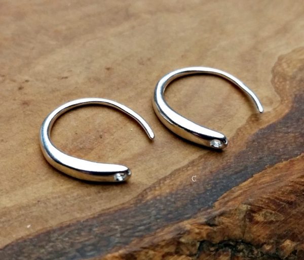 Flattened-Front Ear Wire with Hole - Earring Findings, Sterling Silver