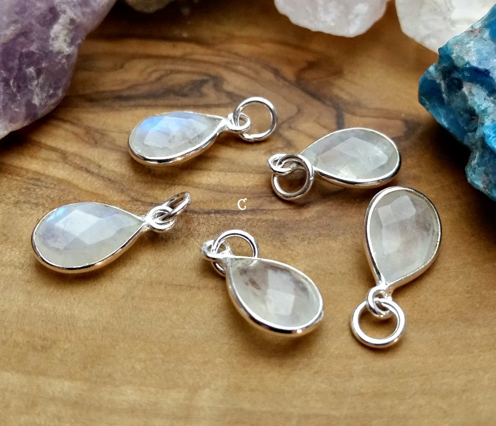 Bezel Pendant Moonstone Pear 10X7mm - Gemstones, Pendants, Dangles