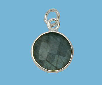 Labradorite Round 11mm Bezel Charms - Gemstone Dangles