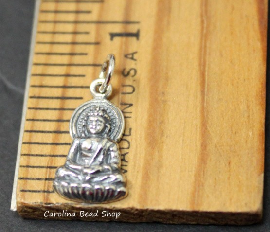 Sterling Silver Buddha Charm -  C606, Lotus Blossom, Yoga, Meditation