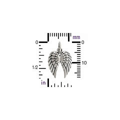 Medium Double Angel or Bird Wing Charm - C1128, Choose From Sterling Silver, Natural Bronze or Gold Plated