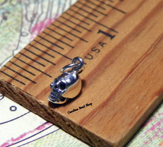 Mini Skull Sterling Silver Charm - Bones, Skulls, Skeleton, Rebirth, Spiritual Awakening, C1125