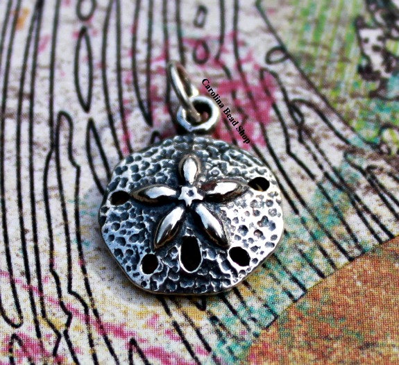 Sterling Silver Sand Dollar Charm -Nautical Charms, Ocean, Sealife, SeaShells