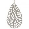 Sterling Silver Teardrop Sea Fan Charm - C1078, Nautical, Beach, Ocean, Sealife