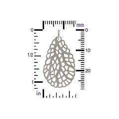 Sterling Silver Teardrop Sea Fan Charm - C1078, Nautical, Beach, Ocean, Sealife