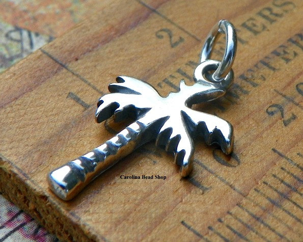 Sterling Silver Palm Tree Charm -  Trees, Sealife, Nautical, CS3570, Large Quantity Disc