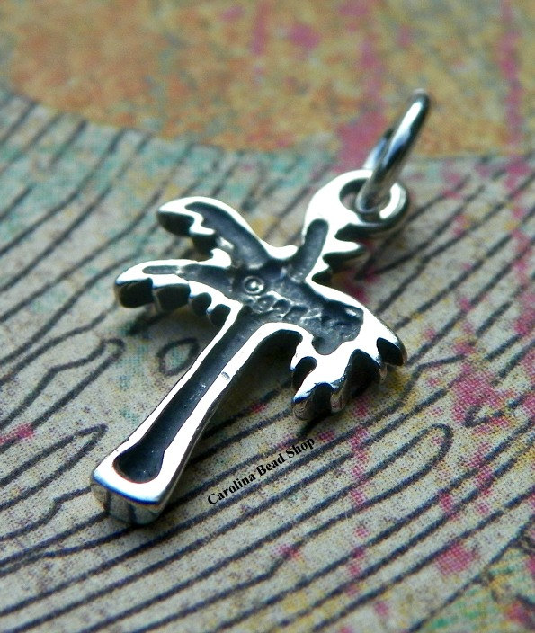 Sterling Silver Palm Tree Charm -  Trees, Sealife, Nautical, CS3570, Large Quantity Disc