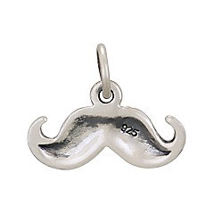 Sterling Silver Mustache Charm - C1197, Classic, Whimsical, Fun Charms