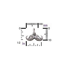 Sterling Silver Mustache Charm - C1197, Classic, Whimsical, Fun Charms