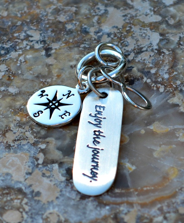 The Journey Pendant - Compass, Word Charm, Infinity Link, Stamped Charms, Travel