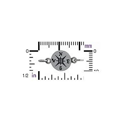 Compass Link - C1269,  Sterling Silver, Gold Plated, Bracelet Supplies, Nautical, Links, Connectors, Sideways Charms