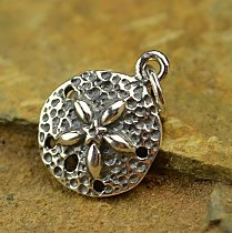 Sand Dollar Charm, Small Sterling Silver - C1217, Nautical Charms, Ocean, Sealife, SeaShells