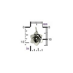 Sterling Silver Two Layered Riveted Flower Charm - Oxidized, Flowers, Serenity, Riveted