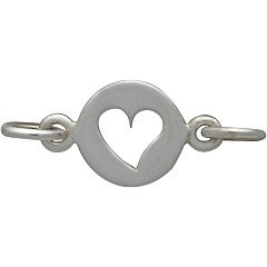 Tiny Cutout Heart Link - C1376, SALE, Sterling Silver, Connector, Sideways Charms, Bracelet Links