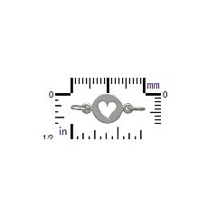 Tiny Cutout Heart Link - C1376, SALE, Sterling Silver, Connector, Sideways Charms, Bracelet Links