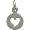 Tiny Sterling Silver Disk with Heart Cutout - C1366, Love, Romance, Heart, Open Heart