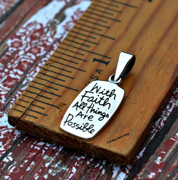With Faith All Things Are Possible Pendant - Stamped Charm, Pendant, Words