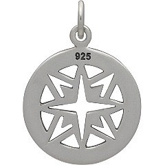 Sterling Silver Compass Pendant - C1450, Nautical, Wind, Charts, Maps