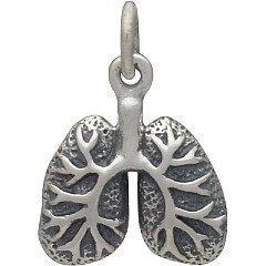Sterling Silver Lungs Charm - Lifelike Lungs, Human Organ, Nurse - Doctor Charms, Awareness, Respiratory Therapy