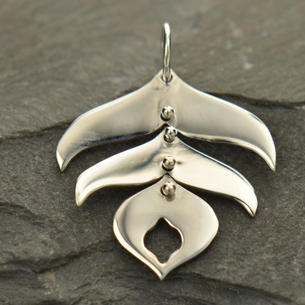 Peacock Feather Sterling Silver Riveted Abstract - C2938